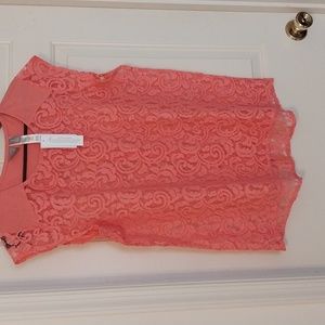 Chico's sheer lace short sleeve tee, Chico size 2